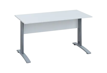 EPK 17 - 14  stůl kancelářský, kovová podnož stříbrná, deska 18 mm, široký 1400 mm, bílá